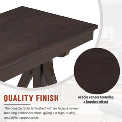 48-Inch Rustic Vintage Console Table --- Farmhouse Style Entryway Table with Open Shelf and Sturdy Construction  (Espresso)
