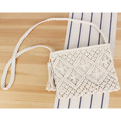 Tassel Handheld Woven Bag Retro Handheld Woven Bag Summer Vacation Tourism Beach Bag