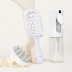 Hollow Comb Set With Spray Bottle 200ml Hair Care Product Set Silicone Shampoo Head Scalp Massage Brush