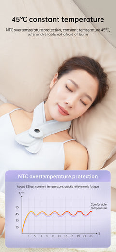 Neck Massager with Heat, Portable Neck Lymphatic Massager for Pain & Fatigue Relief