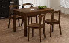 TOPMAX 65 "5-piece set with wheels and expandable dining table set 17.7" pull-out side table and small dining chair Brown