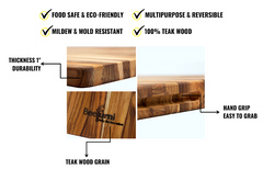 Teak Cutting Board Natural + Solid Wood + 5 Pieces 18 INCH, Pack of 5 Pieces
