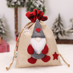 Christmas Decorations Cartoon Linen Drawstring Faceless Doll Candy Bag Forester Apple Bag Doll Gift Bag