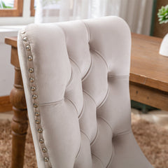Nikki Collection Modern High-end Tufted Solid Wood Contemporary Velvet Upholstered Dining Chair 2-Pcs SetBeige