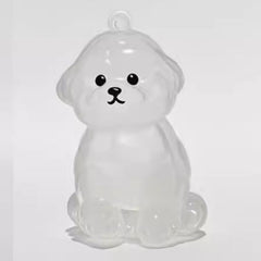 A transparent DIY pet hair memorial keychain box, a sweet keepsake for dog lovers.