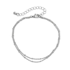 Simple alloy double-layer chain ankle chain beach personalized bead chain ankle chain
