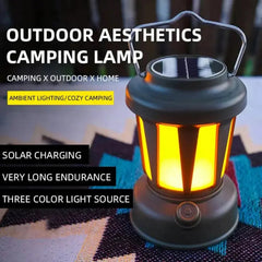 Outdoor solar rechargeable camping light, multifunctional LED strong light charging camping atmosphere tent light