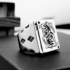 Retro titanium steel ring Death ring Poker card creative ring Unisex ring sickle ring