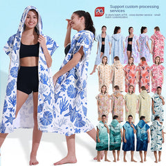 Hooded Towel Ultra-fine Fiber Zipper Wearable Bathrobe Cape Beach Towel