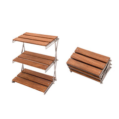 Mountaineering Outdoor Camping Rack Portable Storage Rack Three Layer Rack With Foldable Picnic Camping Barbecue Folding Table