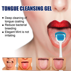 Tongue Coating Cleansing Gel, Tongue Coating Cleansing Oral Care Removes Bad Breath And Freshens Breath Gel With Brush