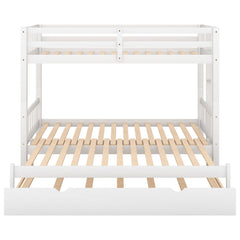 Twin over Pull-out Bunk Bed with Trundle  White