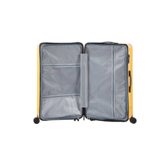 Luggage Set 4 pcs (20"/24"/29"/Travel Bag), PC+ABS Durable Lightweight Luggage with Collapsible Cup Holder TSA Lock, Yellow