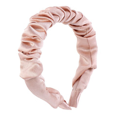 Multi color retro solid satin pleated hair compression headband