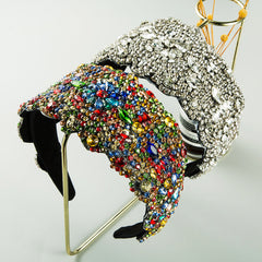 New Oversized Exaggerated Gypsophila Color Rhinestone Wide-Brimmed Headband Female Net Celebrity Fabric Personality Headwear