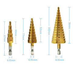 Hexagon Shank Straight Groove Step Drill Pagoda Drill Step High Speed Steel 4241 Drill Bit Set 4-32 4-20 4-12