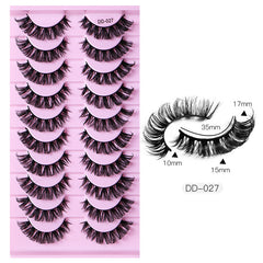 New DD Russian Large Roll Grafting Free False Eyelashes 10 Pairs Of Multi-Layer Thick Cross Mink Like Eyelashes