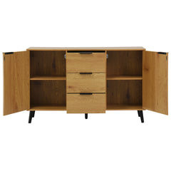 Side panel buffet cabinet with storage room, 47.2 "natural wood color kitchen cabinet with 3 drawers and 2 doors