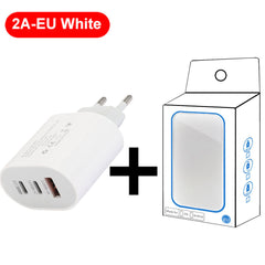 Type-C mobile phone charger 2A USB+2PD multi port US and European travel charging head