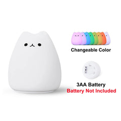 Touch Night Light Colorful Cat Silicone Animal Light Led Cartoon Lamp Bedroom Decoration Lights Bedside Lighting