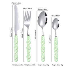 304 stainless steel knife and fork spoon creative pearl ceramic handle tableware western steak knife and fork dessert spoon