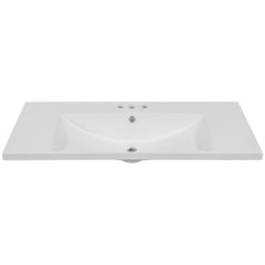 36" Single Bathroom Vanity Top with White Basin  3-Faucet Holes Ceramic  White