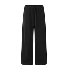 Street Trend Loose Straight Leg Long Pants Men's Sports Sweatpants Solid Color Versatile Casual Ankle Drawstring Trousers