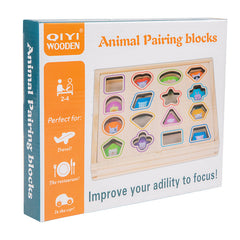 Wooden shape matching block box, children's early education cognitive color, graphic matching card, matching block toy