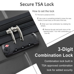 Hardshell Luggage Spinner Suitcase with TSA Lock Lightweight Expandable 24'' (Single Luggage) Black + ABS + 24 Inch