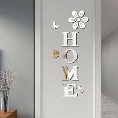 Acrylic mirror wall stickers flowers home decoration letters soft mirror self-adhesive wall stickers