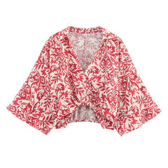 Style Women's Fashion Casual Printed Long Sleeve Top and Wide Leg Pants