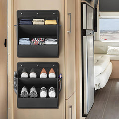 RV shoe storage (adhesive), over-door rack with deep pockets – for motorhomes, narrow wardrobes, 1 piece