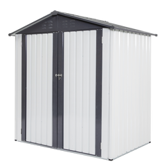 XWT014 Garden Metal Storage Shed Gray White 6x4x6ft outdoor storing tools Rainproof Hinge door version