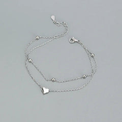 925 Sterling Silver Double Layer Heart-shaped Bracelet  for Women Girl Korean Style Small Fresh Summer Bracelet