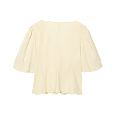 Elegant Solid Color Bubble Sleeve Blouse and Long Pants  Style Fashion Casual Loose Fit