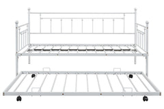 Metal double bed with ear shaft/sturdy/noise reduction/flexible ear shaft/retro style/no need for spring box (LIGHT GREY)