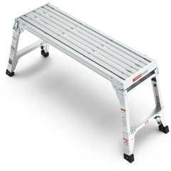 Aluminum Work Platform Large Size Step Stool Folding Portable Work Bench 40" Width Telescopic Feet 22" -27.5" Height Adjustable