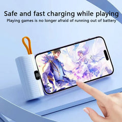 30000Mah Mini Power Bank Ingebouwde Kabel Powerbank Digitale Display Externe Batterij Draagbare Oplader Voor Iphone Samsung Xiaomi