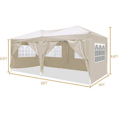 10'x20 'folding canopy with 6 detachable side walls for outdoor activity shelter UPF 50+terrace portable tent