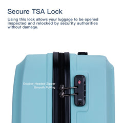 3 Piece Luggage Sets ABS Lightweight Suitcase with Two Hooks, Spinner Wheels, TSA Lock, (20/24/28)   Green