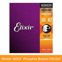 Acoustic Guitar Strings: 80/20 Bronze with NANOWEB Coating, Long - lasting Bright Tone, Comfortable Feel, Medium 13 - 56