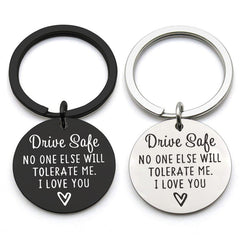 Driving safety stainless steel keychain Couple boyfriend girlfriend gift