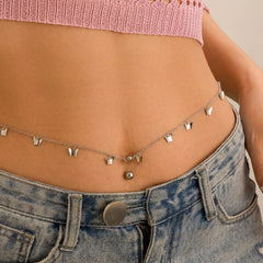 Tassel Butterfly Pendant Double layer Waist Chain for Women's Sexy Street Photography Single circle Metal Body Chain