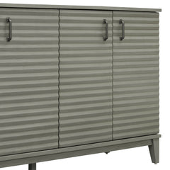 TREXM side panel with 4-door large storage buffet, adjustable shelves and metal handles (antique gray)