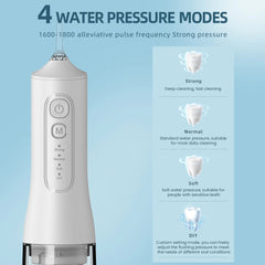 USB charging portable water flosser with four modes, 300ML water tank waterproof oral cleaner