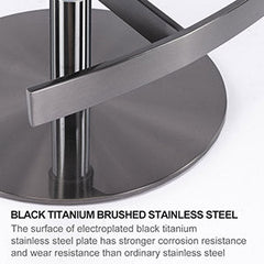 Modern leather bar chair with black titanium stainless steel backrest, adjustable height by rotation (1 piece in brown)