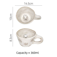 3D ceramic coffee cup with animal creativity and cute ceramic mug inside