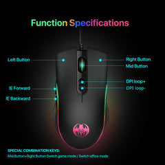 7D Youbat wired gaming mouse 6-speed 7200DPI mouse gaming mouse