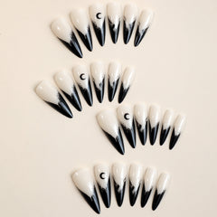 Milky white powder gradient long drop-shaped manicure, high-end fake nail patch wearable nail patch