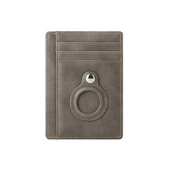 AirTag multi-card slot Apple tracker anti-lost protective cover card bag anti-theft brush Crazy Horse PU leather RFID bag